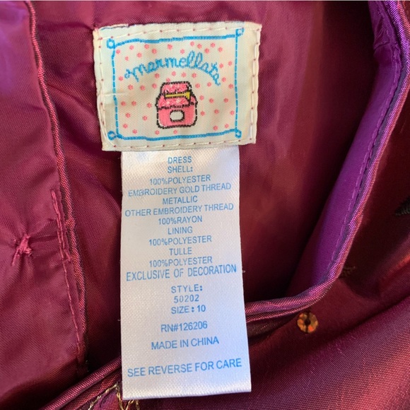Marmellata Taffeta Embroidered Dress Girls Sz 10 Purple Flowers Layered  *read - Picture 9 of 10